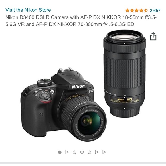 Nikon Comes with camera, lenses, camera case, battery